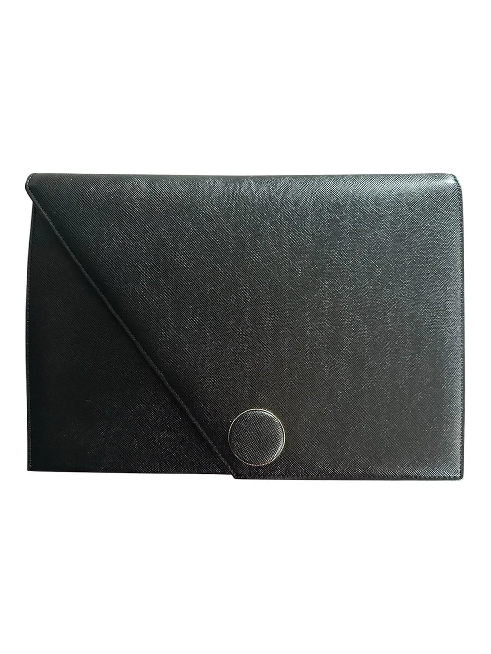 Yves Saint Laurent YSL Black Saffiano Leather Diagonal Envelope Clutch Bag
